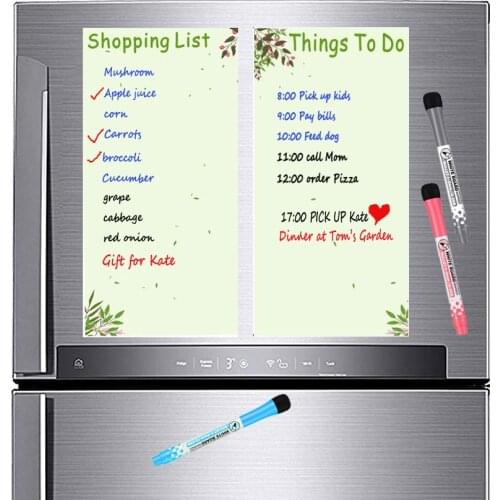 2pcs Magnetic Dry-Erase Whiteboard for Refrigerator Reminder Pad Daily Planner Floral Writing Board White Board Marker Magnets