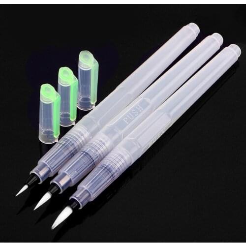 3Pcs Refillable Water Brush Ink Pen for Water Color Calligraphy Drawing Painting Illustration Pen Office Stationery