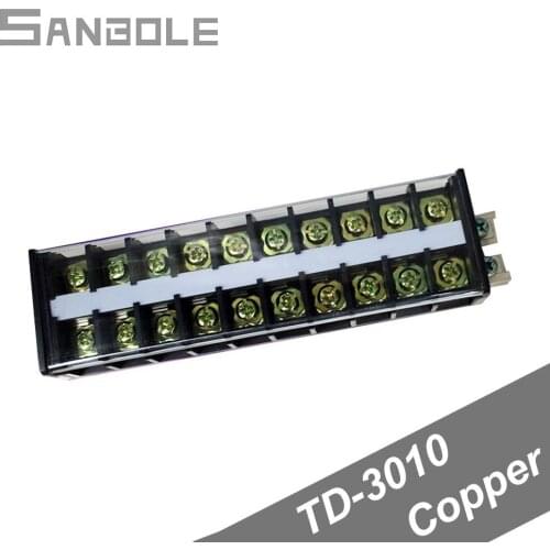 30A 10P Terminal block TD-3010 Group Type DIN rail mounted Connection Dual Row Plug-in Unit Screws Copper 10 positions