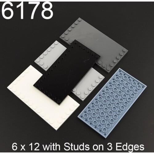 4PCS 6178 Tile Special 6 x 12 with Studs on 3 Edges Building block accessories parts MOC DIY Education Build Toys Brick