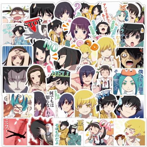 40pcs/set Cartoon Nisemonogatari Japanese Anime Stickers for DIY Waterproof Skateboard Scrapbook Suitcase Graffiti Sticker Decal