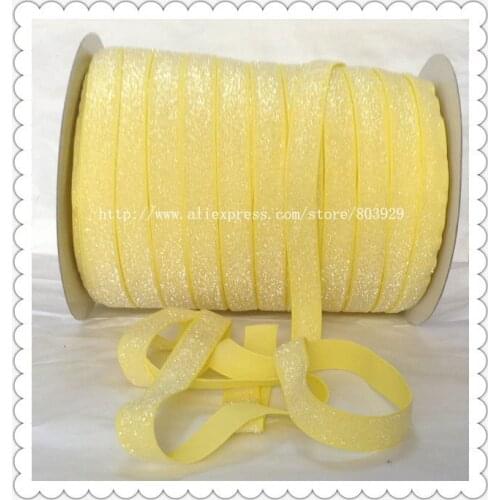 50yards/lot) Non - stretch 1.5" Frosted Daffodil Glitter Ribbon