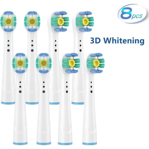 8pcs 3D Whitening Toothbrush Brush Heads For Oral B Electric Toothbrush - Fit for Advance Power/Pro Health/Triumph/3D Excel