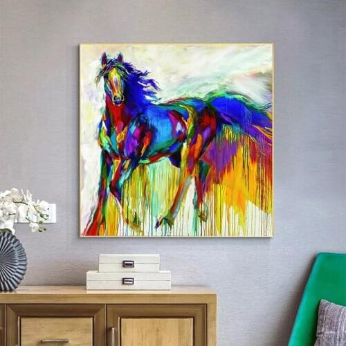 Abstract Horse Oil Painting on Canvas Colorful Graffiti Posters and Print Pictures for Living Room Home Decorative Paintings