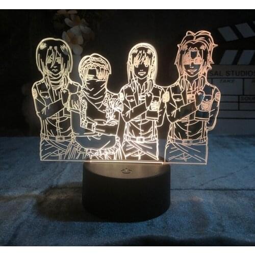 Acrylic Night Sensor Light LED Attack on Titan Teenager Room Decor 3D Lava Lamp Anime Color Changing Nightlight Birthday Party