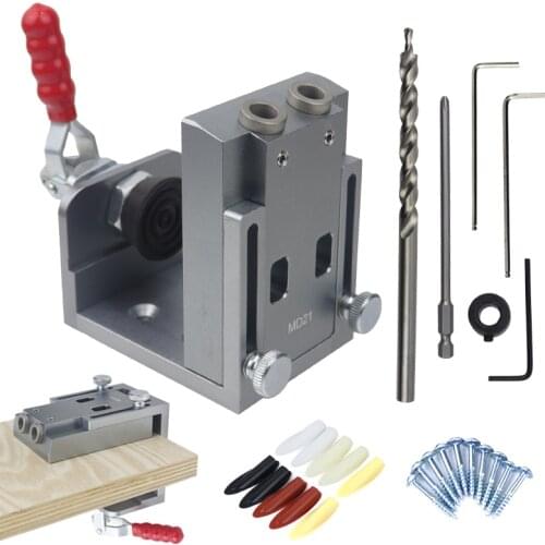 Quick Inclined Hole Doweling Jig Kit 15 Degrees Pocket Hole Jig With Push-pull Clamp Locator Hole Puncher Woodworking Tools