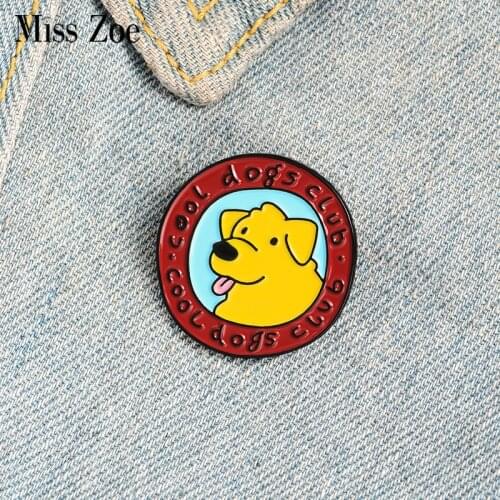 Cool Dogs Club Enamel Pin Custom Cute Dog Puppy Brooches Badges Bag Shirt Lapel Pin Buckle Animal Jewelry Gift for Friend