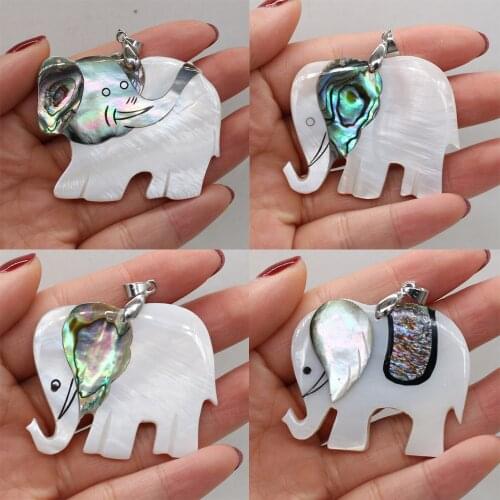 Natural Shell Pendant Cute Elephant Mother-of-pearl Pendant for Charms Jewelry Making Necklace Reiki Heal Gifts