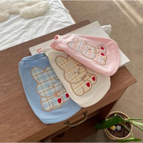 INS wind Korea summer cute rabbit embroidered cotton vest dog pet Bichon Teddy clothes