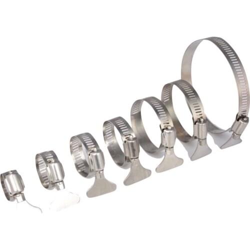 10x Clip Stainless Hose Clamps Clip Strap with Swivel Key Handle Dia.12-82mm SUS304 Collar Collar