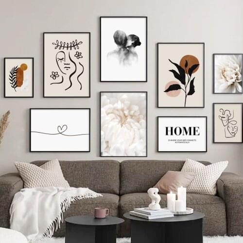 Peony Abstract Leaf Line Matisse Girl Wall Art Canvas Painting Nordic Posters And Prints Wall Pictures For Living Room Decor