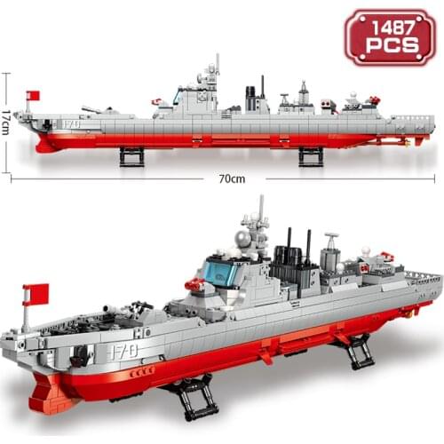 Creative 1487pcs Expert Military Building Block Destroyer Educational DIY Bricks Toys for Friends Adult Birthday Gifts