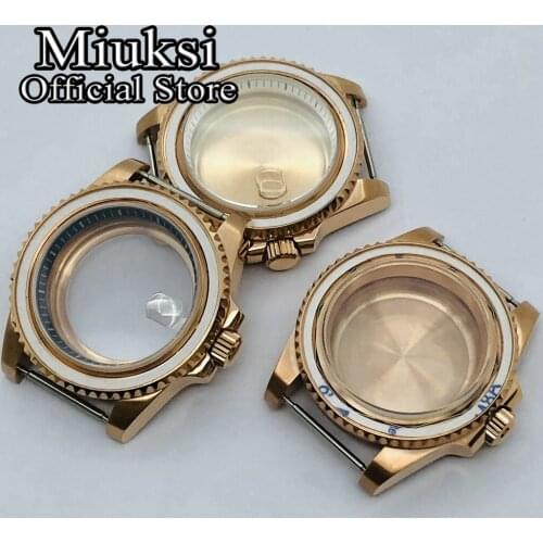 Miuksi 40mm rose gold sterile case sapphire glass case fit NH35 NH36 ETA 2836 Mingzhu DG2813 3804 Miyota 821A 8205 8215 movement