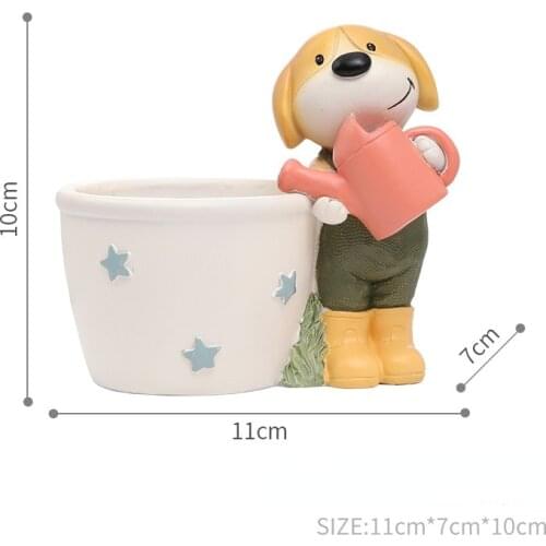 Cartoon Dog Figurine Succulent Plant Flower Pot Home Desktop Planter Vase Creative Design Succulent Pot Home Decor