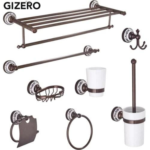 Bathroom Hardware Set Oil Rubber Bronze Wall Towel Rack Storage Paper Holder Soap Basket Toothbrush Holder Robe Hooks ZR2042