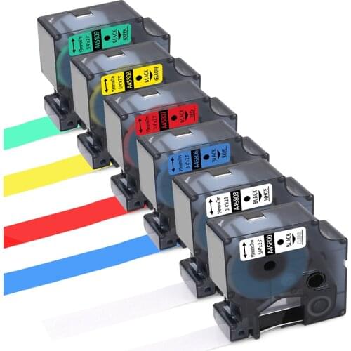 Unistar 6pcs Combo Set 19mm Label Printer Ribbons Compatible for Dymo for D1 Label Tape 45800 45803 45806 45807 45808 45809