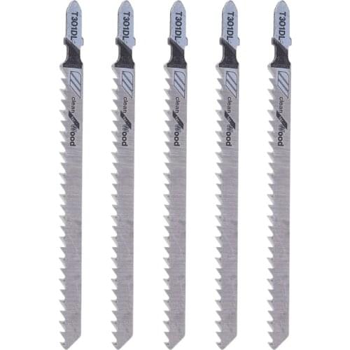 5 Pcs T301DL HCS T-Shank Jig Saw Blades Set 132mm 5\" 6 TPI Clean For Wood 37MB