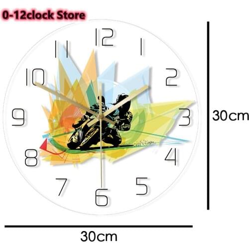 Rider Racing With LED Illumination 12" Hanging Timepiece Garage Decor Reloj De Pared Motorcycle Extreme Race Sport Wall Clock