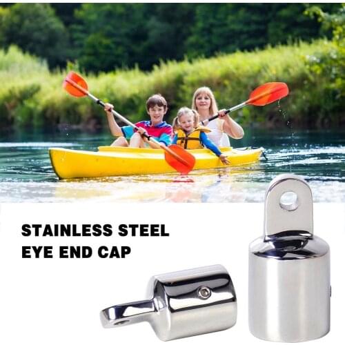 Bimini Top Cap Eye End Boat Fittings Fits 7/8in OD Round Tube Fine Polished And Gilded Bimini Top Marine Hardware Accessory