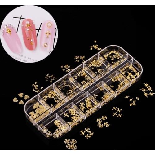NEWCOME 12 Grids Nail Polish For Nail Art Decorations 3D Flakes Manicure Nail Glitter Sequins Irregular Mixed Flakes DIY