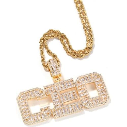 Bling Diamond Initial Letter Necklace Micro Paved Silver Gold Iced Cubic Zircon Custom Name Men Women Jewelry Choker Necklaces