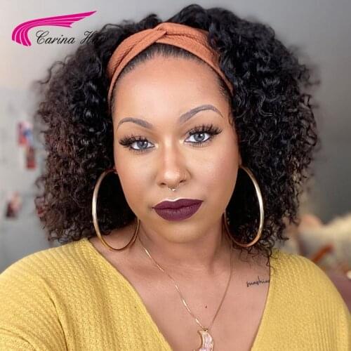 Headband Glueless Curly 150Density Wigs For Black Women Human Hair Wigs Brazilian Half Wigs for Women With Headband