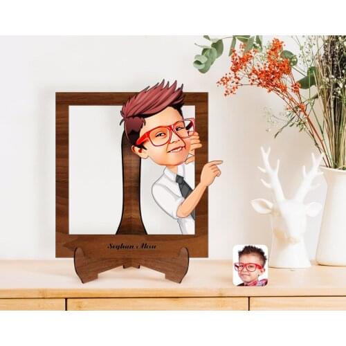 Personalized Male Child Caricature Of Wooden STANDING 3D Biblo-3