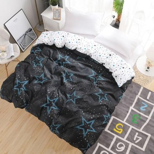 The Starry Sky Printed Black Duvet Cover Quilt Cover Comforter Case 150x200cm 180x220cm 200x230cm 220x240cm Size Home Textile