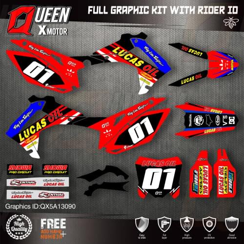 QUEEN X MOTOR Custom Team Graphics Backgrounds Decals Stickers Kit For HONDA 2014-2017 CRF250R 2013-2016 CRF450R 090