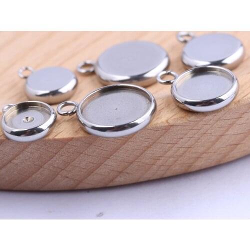 Reidgaller 10pcs 8mm 10mm 12mm round jewelry cameo cabochon base settings diy blank bezel trays for pendant bracelets making