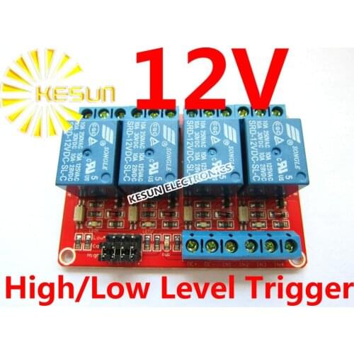 5PCS/LOT 4 Channel 12V Relay Module High/Low Level Trigger 4 road relay modules expand with Optocoupler
