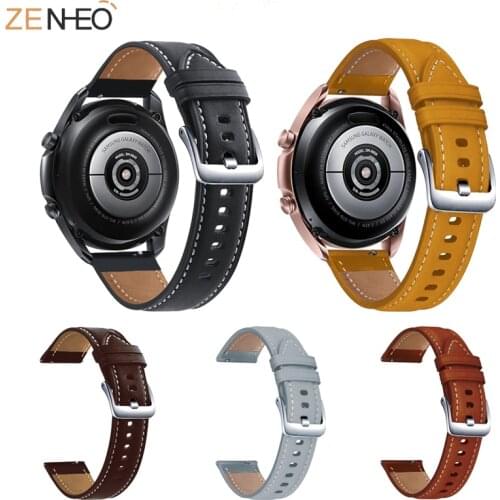 22mm New Genuine Leather Watch Bands For Samsung Galaxy Watch3 45mm Replacement band For Galaxy Watch 46 /Gear S3 Wristband