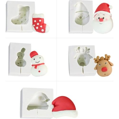 Christmas Lollipop Silicone Mold Christmas Fondant Mould Christmas Snowman Candy Mold Cake Decorating Tools CakeTools