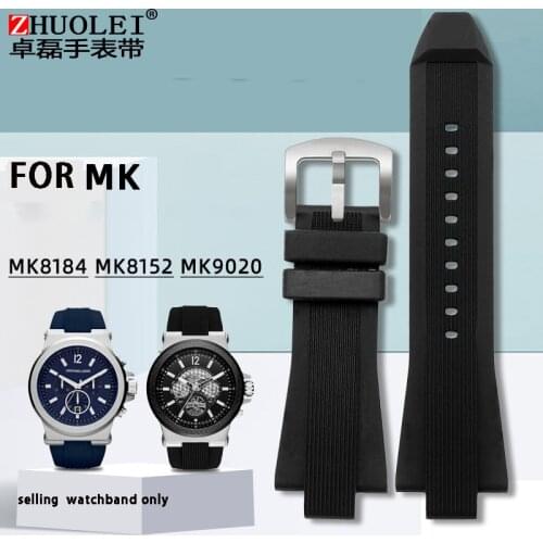 Silicone watchband 29*13mm(lug) black blue rubber watch chain for mens MK Waterproof sports watch strap Bracele watch belt