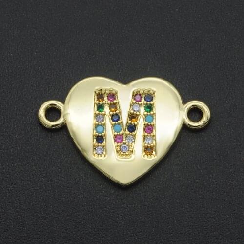 Fabulous 14x22mm 100% CZ Zircon DIY Jewelry Rainbow Alphabet Charms Wholesale OEM Order Accepted Bracelet Making Connector