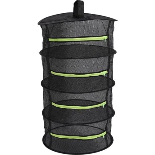 Drying Net Multi-Layer Hanging Basket with Zipper Folding Dry Rack Herb Dryer Bag Mesh for Herbs Flowers Buds Planting Drying CN