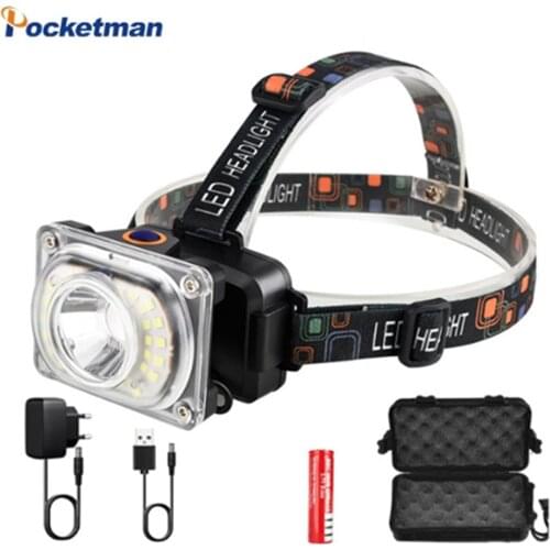 7000 Lumens T6 4-speed Headlamp Powerful LED Headlight Flashlight USB Rechargeable Head Light Use 18650 Battery Camping Lamp