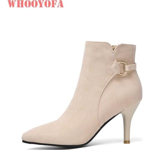 Hot Winter Brand New Sweet Beige Black Women Ankle Boots High Heels Lady Bridal Shoes WA194 Plus Big Small Size 30 10 43 48