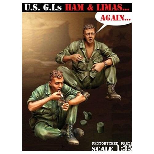 1/35 U.S. GIs "Ham & Limas...again" Resin kit soldiers GK Military theme of WWII Scene combination Uncoated No colour