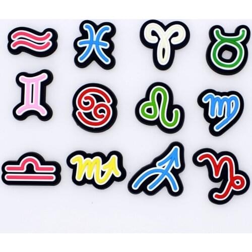 10 pcs 12 Signs Constellation Fashion Classic Mule Clogs Sandal Ornaments Party Gifts Wristbands Buttons