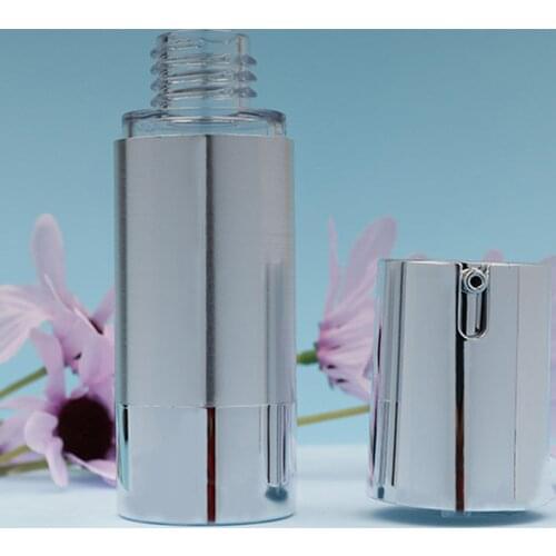 15ml/30ml/50ml Vacuum Emulsion Bottles Spray Press Silver Electrochemical Aluminum Refillable Bottles Makeup Cosmetic Container