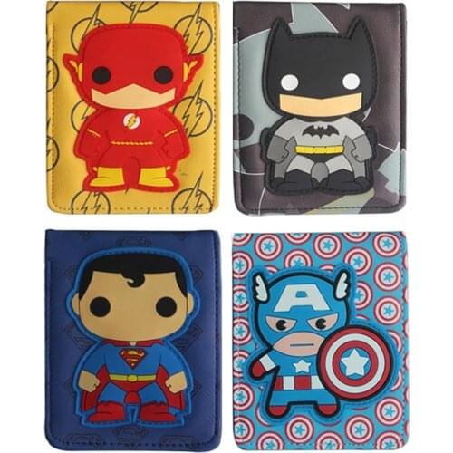 2021 Super Heroes Batman Superman The Flash Q Version Cartoon Wallets Cosplay Leather PU Bifold Unisex Men&Women Purse