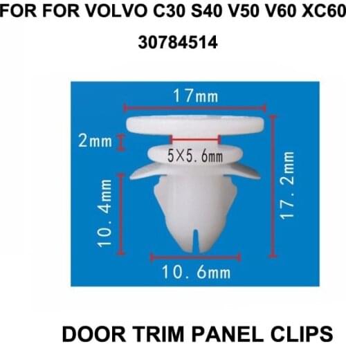 30784514 10pcs For Volvo C30 S40 V50 V60 XC60 Lower Molding Trim Clips PACK Panel Bumper Fascias Fastener Rivet Retainer Clips
