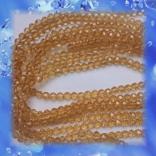 32 Faceted Football Beads 6MM Golden Champagne Crystal Glass Home Decor DIY Curtain Beads