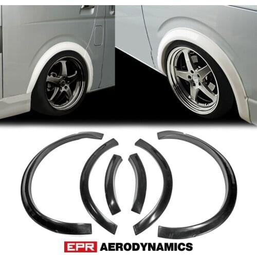 Car-styling FRP Fiber Glass Fender Flares (Front +20mm, Rear +25mm) 6pcs Fit For Toyota Hiace 200 Series
