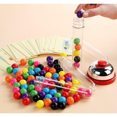Wooden Clip Beads Puzzle Color Matching Game Educational Toy for Childhood