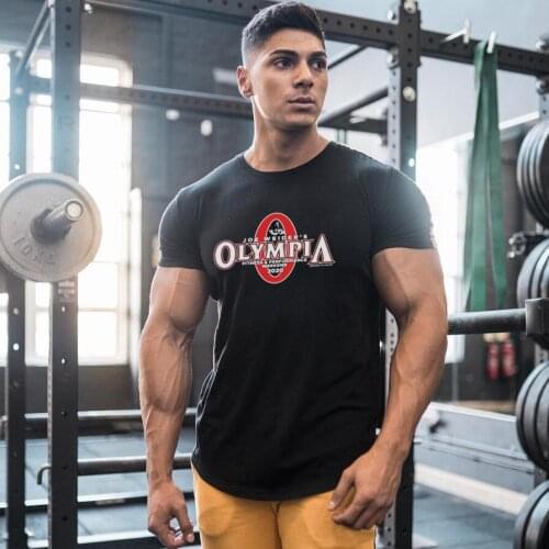 Brand Summer Mens Fashion Casual Short Sleeve T-shirt Cotton Clothing Bodybuilding Muscle Gyms Sport Fitness Trend Print Tops