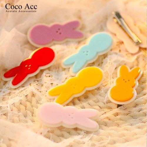 Ins Hot Sale Six Colors Acrylic Lovely Hair Clips Lolita Style Sweet&Cute Rabbit Styling Barrettes Suitable for children