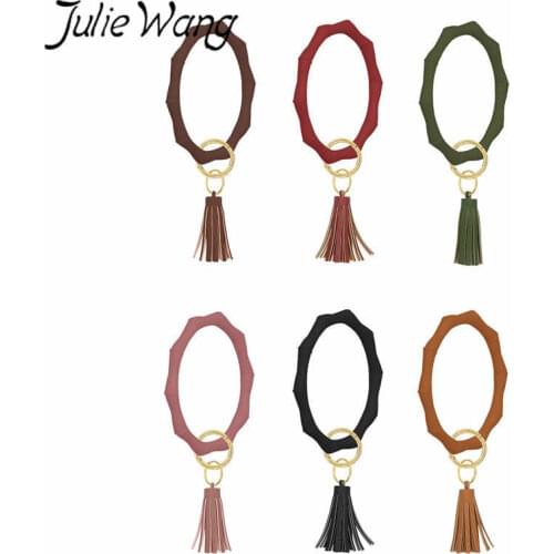 Julie Wang Silicone Bracelet With Tassel Bamboo Shape Outdoor Bangles Fashion Wristband Women Bracelet Jewelry Key Chain