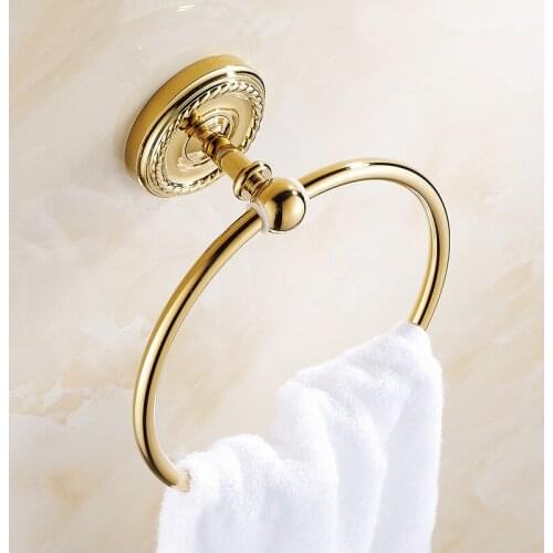 Europe Antique Bathroom Towel Rings/ Towel Rack Thicken Brass Gold Wall Mounted Towel Holder Bathroom Accessories